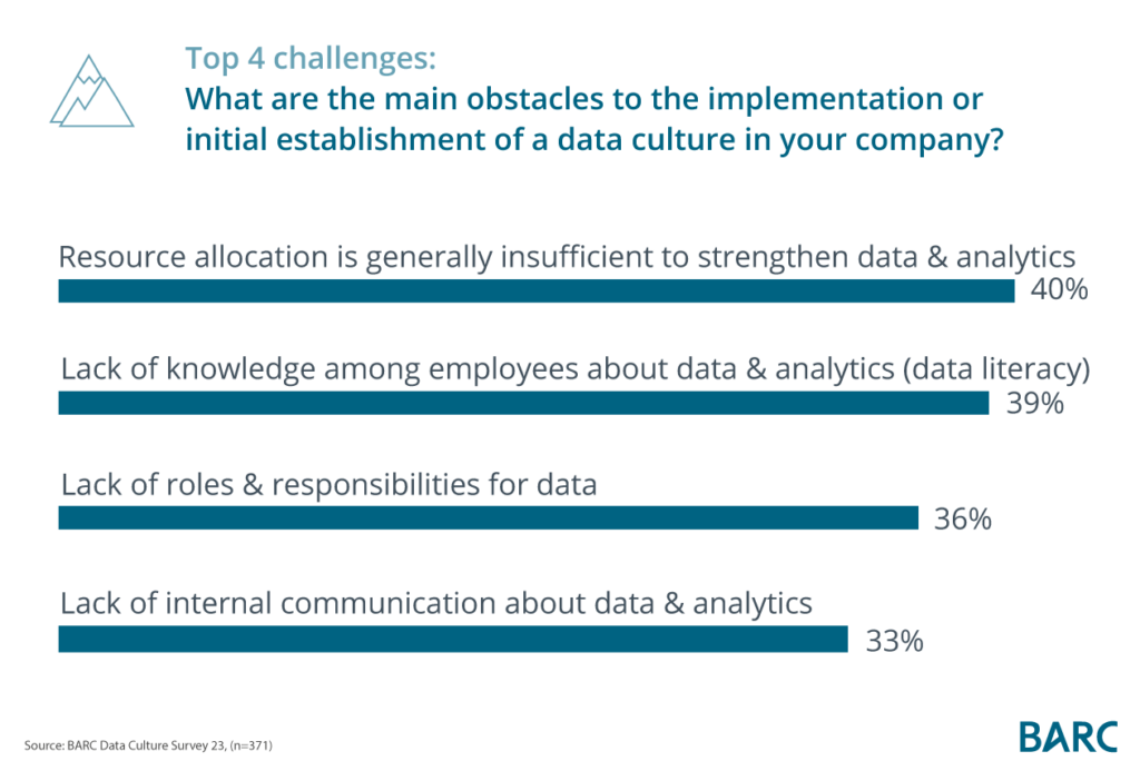 Haupthindernisse bei der Umsetzung bzw. anfänglichen Etablierung einer Datenkultur