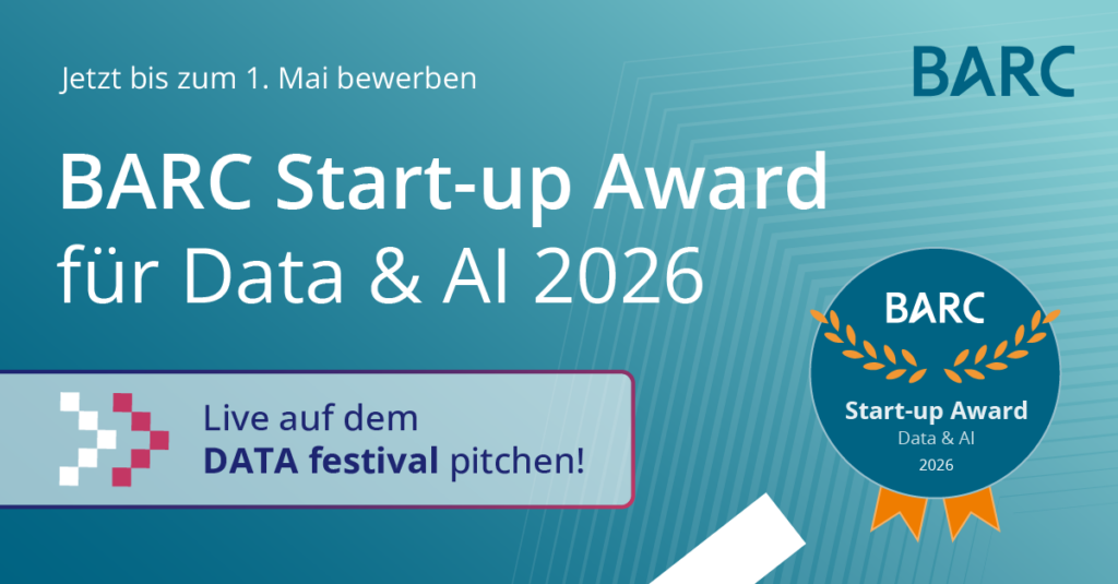 BARC Start-up Award für Data & AI 2026: Innovative Start-ups gesucht